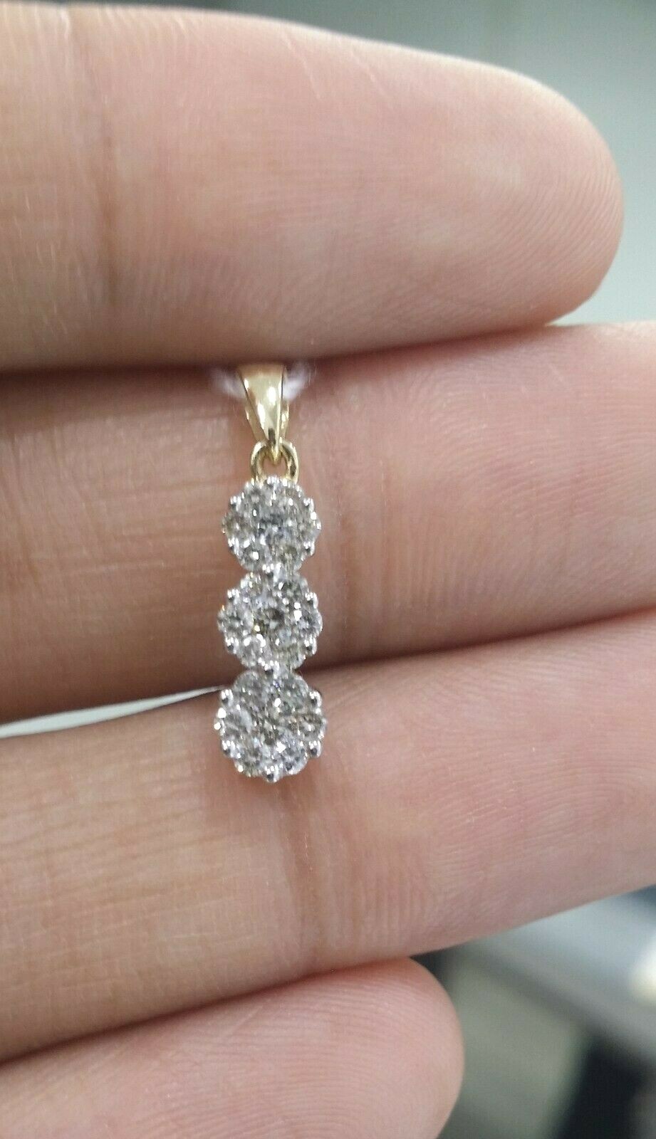 Pre-owned Handmade Deal 0.55 Ct 100% Natural Diamond Flower Cluster Journey Pendant 14k Gold 21mm In I