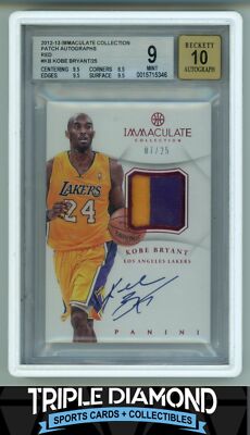 2012-13 Immaculate Kobe Bryant Patch Auto Red #07/25 BGS 9