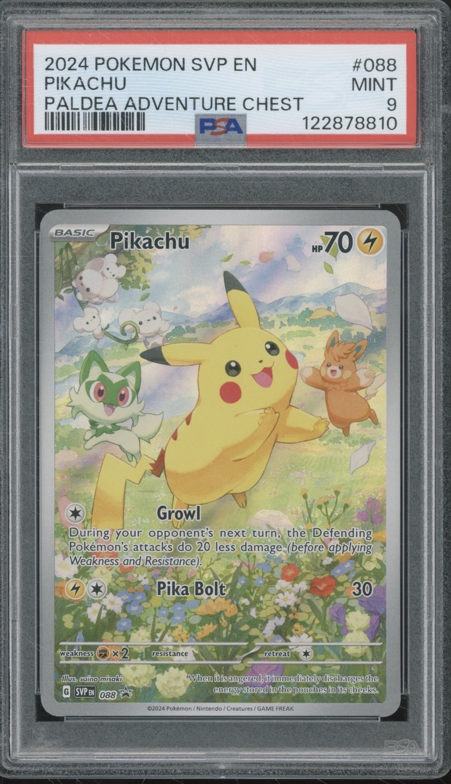 2024 Pokémon Paldea Adventure Chest #88 Pikachu Mint PSA 9