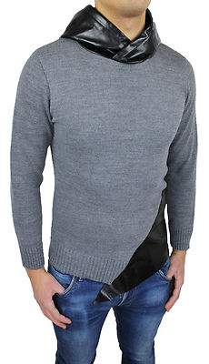 CARDIGAN FELPA UOMO DIAMOND LANA GRIGIO NERO GOLF INVERNALE SLIM FIT ADERENTE