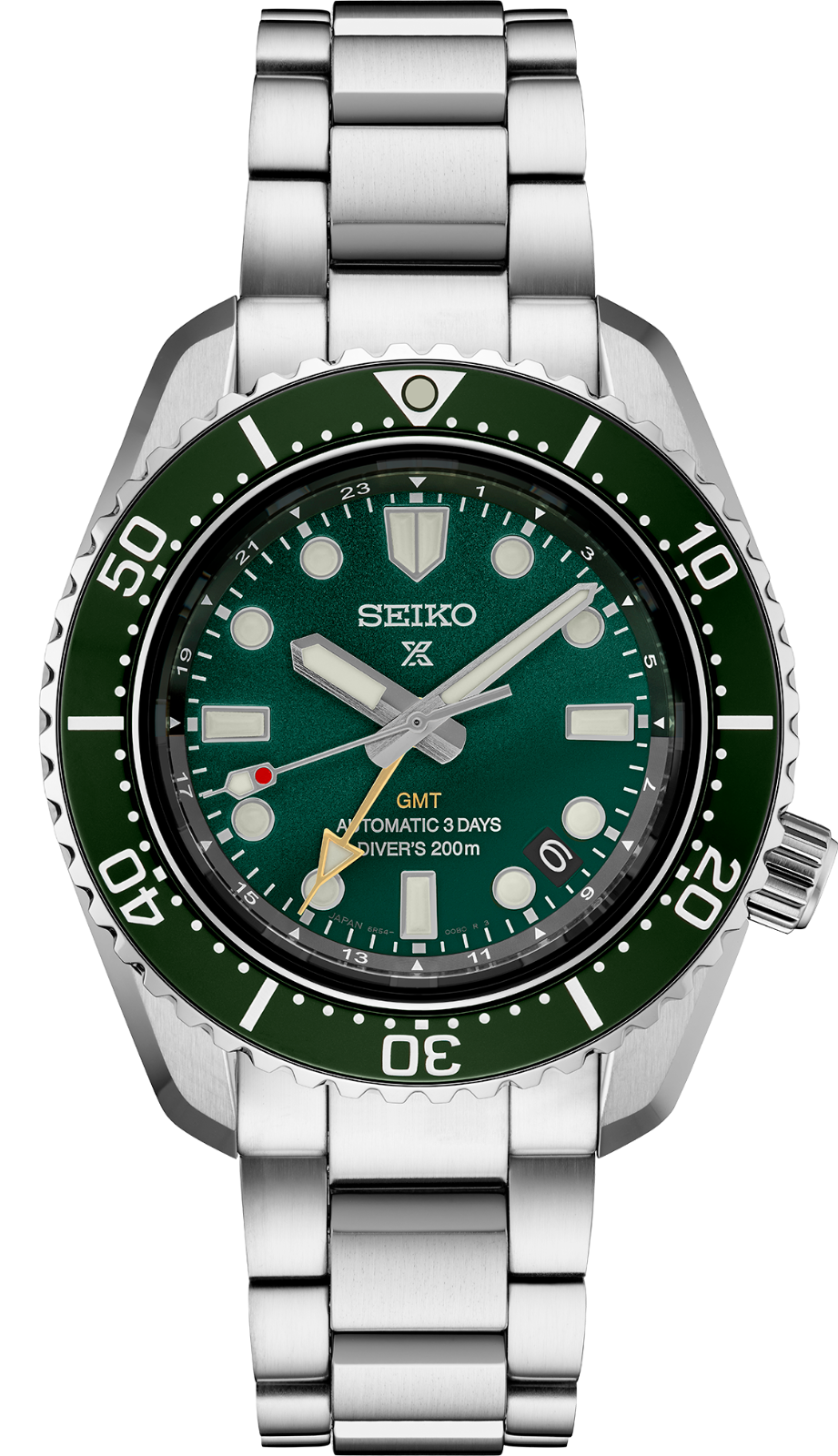 Pre-owned Seiko Prospex Diver Gmt 42mm Green Dial Stainless Steel Watch Spb381