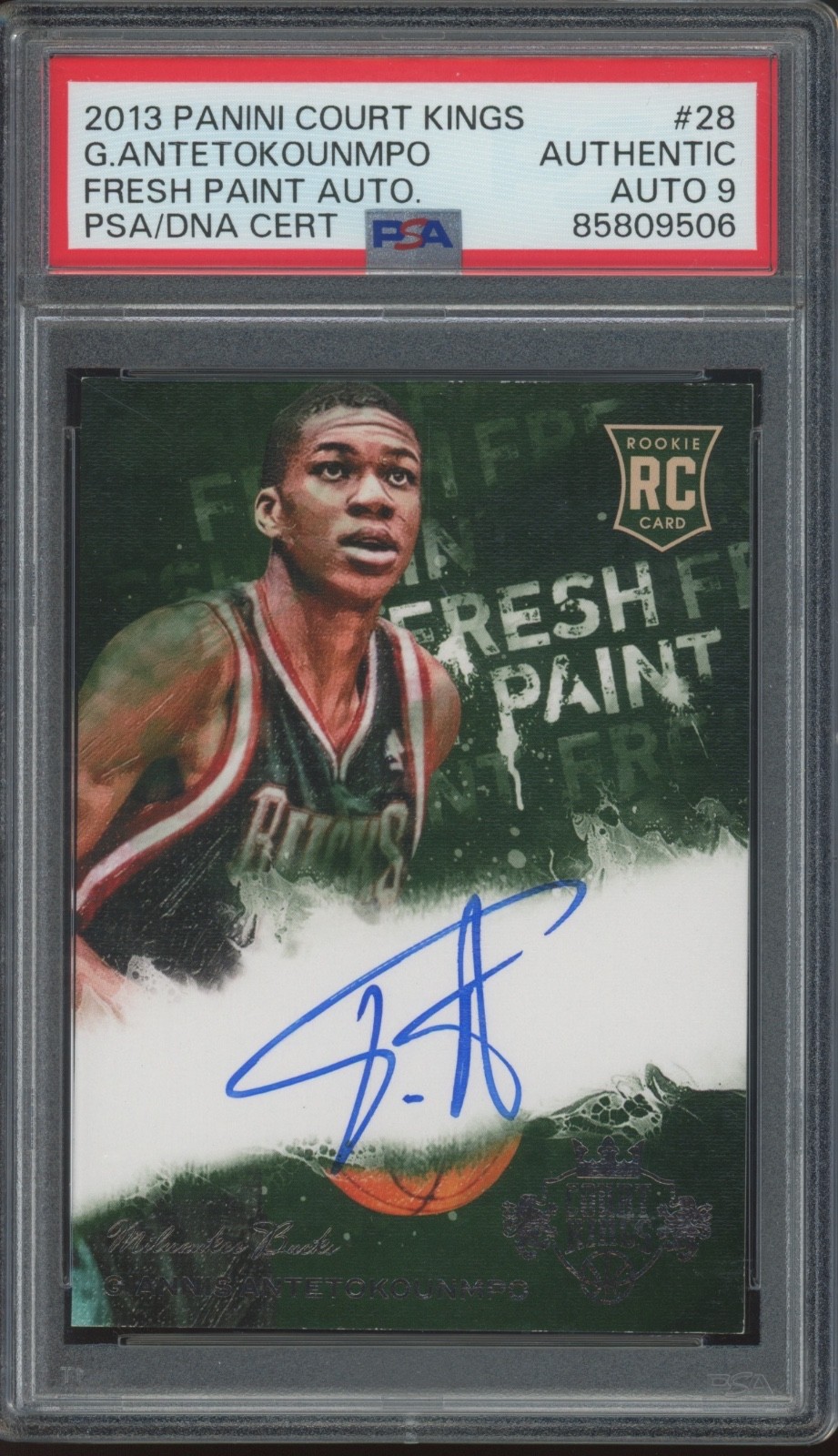 2013 Panini Court Kings Giannis Antetokounmpo RC PSA Authentic 9 Auto
