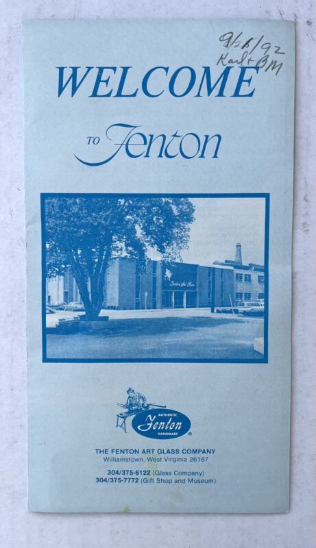 Vintage The Fenton Art Glass Company Factory Tour Brochure