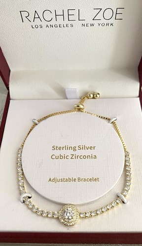 RACHEL ZOE BRACELET STERLING SILVER AJUSTABLE SLIDER CZ