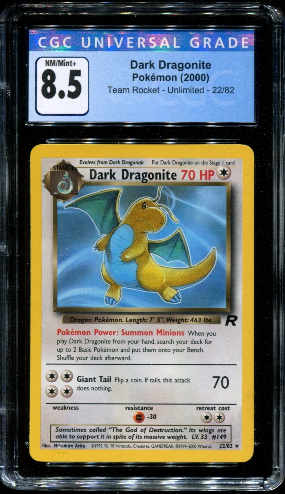 Dark Dragonite Non-Holo - CGC 8.5 - Pokemon Team Rocket 22 Dark Dragonite Non-Holo - CGC 8.5 - Pokemon Team Rocket 22