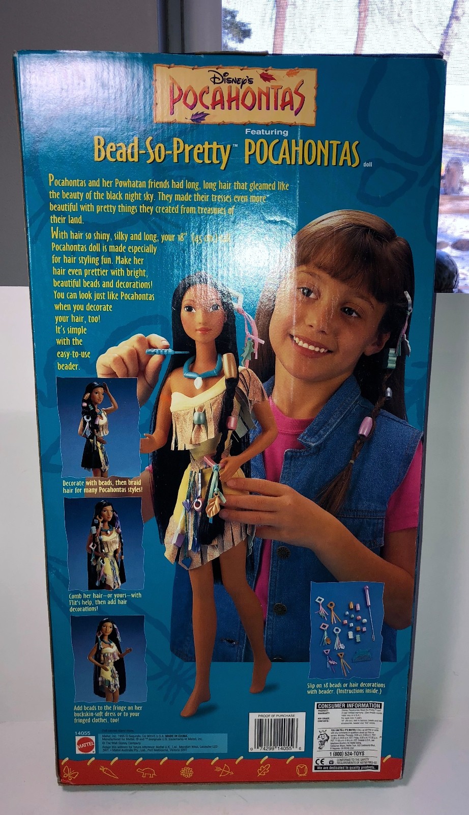 NEW VINTAGE DISNEY'S POCAHONTAS DOLL-BEAD SO PRETTY - NO.14055-MATTEL-