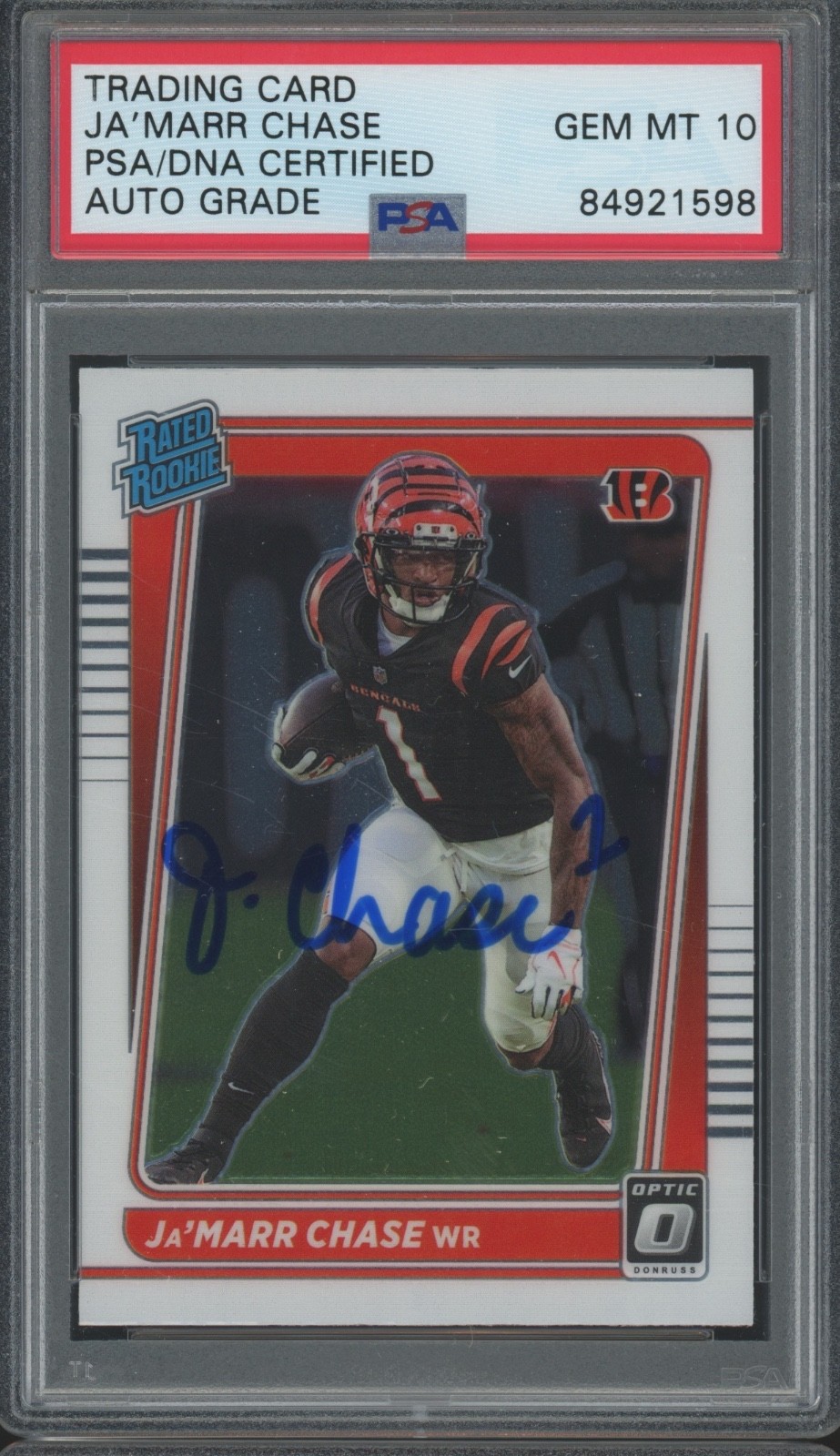 2021 Panini Donruss Optic #207 Ja'Marr Chase RC Rookie Gem Mint PSA DNA 10 Auto