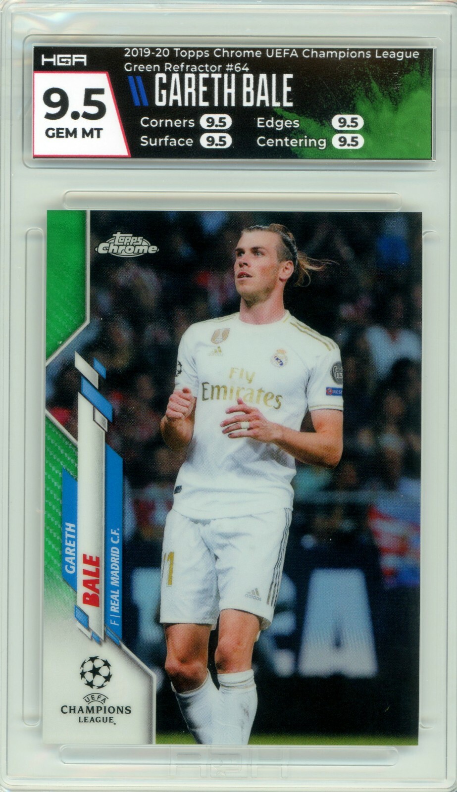 2019-20 GARETH BALE TOPPS CHROME UEFA GREEN REFRACTOR HGA