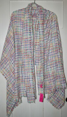 Betsey Johnson Women's Shawl Wrap Ivory Plaid One Size