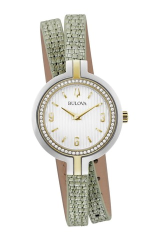 Pre-owned Bulova Rhapsody Womens Diamond Quartz Green Silver Dial Dress Watch 30mm 98r278