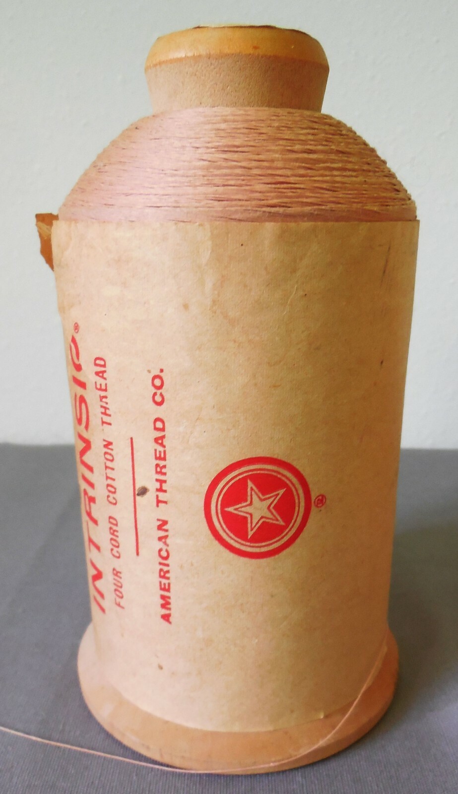 2 ea Vintage American Thread Co Four Cord Intrinsic Cotton Thread wood bobbin