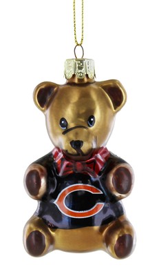 Украшение в виде плюшевого мишки из выдувного стекла Chicago Bears 3.5