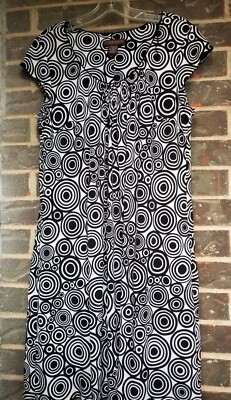 Chadwick's of Boston Women's 14P Casual Black & White Shift Dress ~ Pockets!