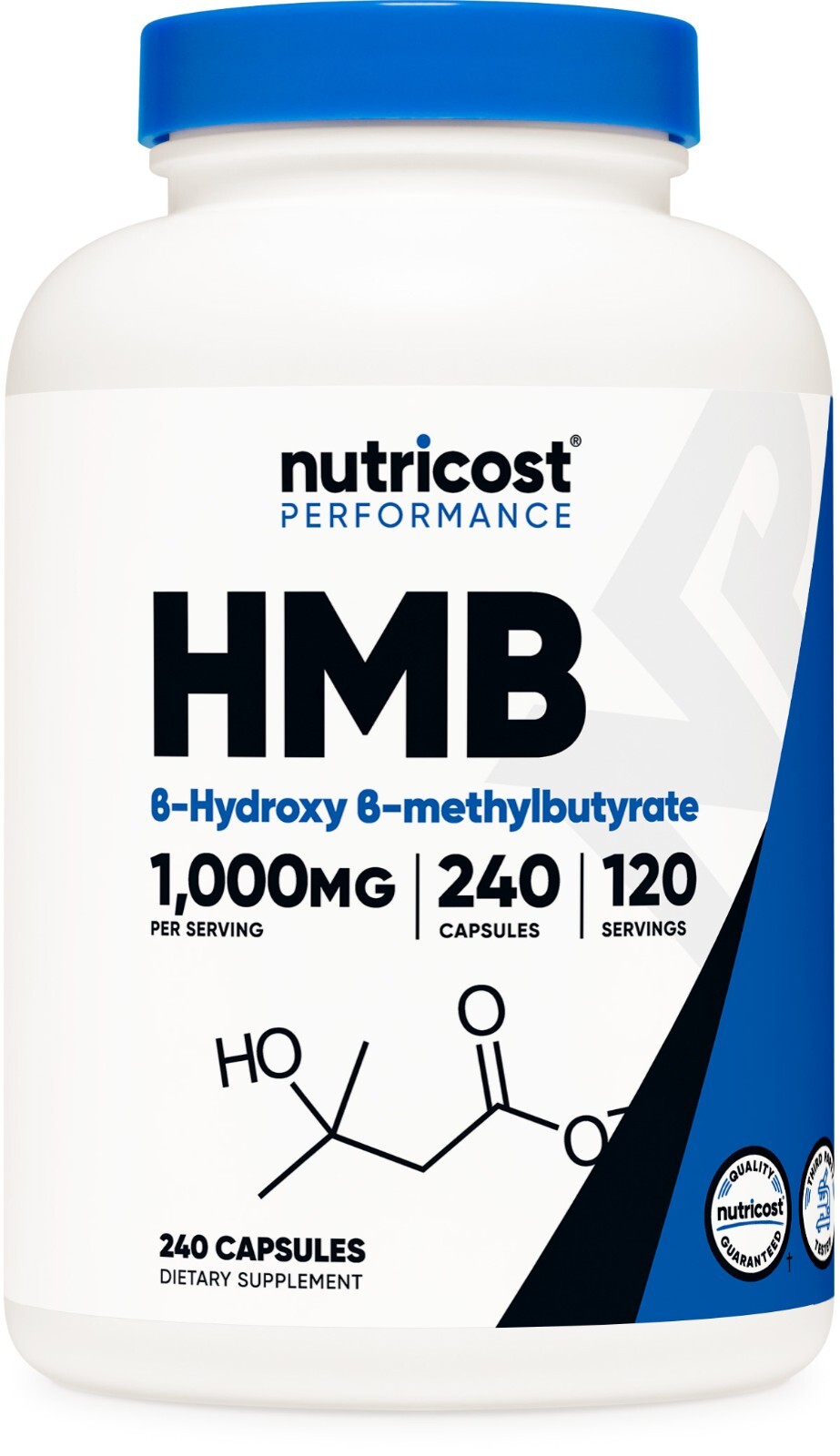Nutricost HMB (бета-гидрокси бета-метилбутират) 1000 мг, 120 порций, 240 капсул