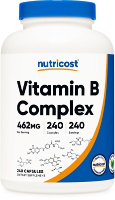 Nutricost Vitamin B Complex 460mg, 240 Capsules With Vitamin C - High Potency