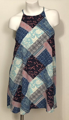 NWT WOMEN'S MOA MOA  PATCHWORK MINI SWING DRESS SIZE LARGE MSRP $38.00