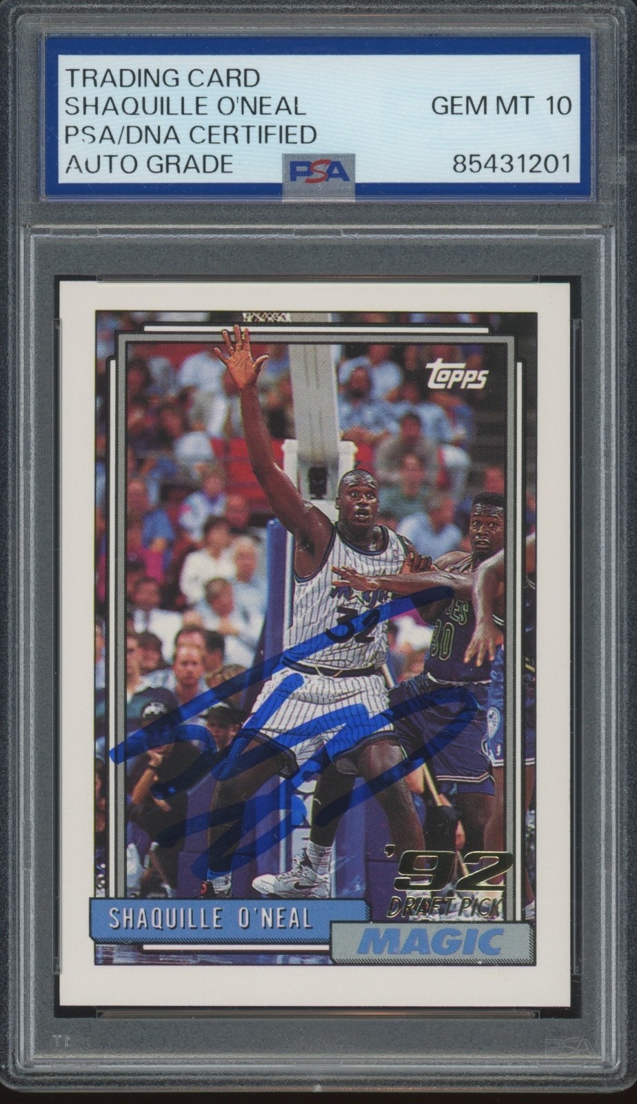 1992 Topps #362 Shaquille O'Neal Autograph RC Rookie Gem Mint PSA DNA 10 Auto