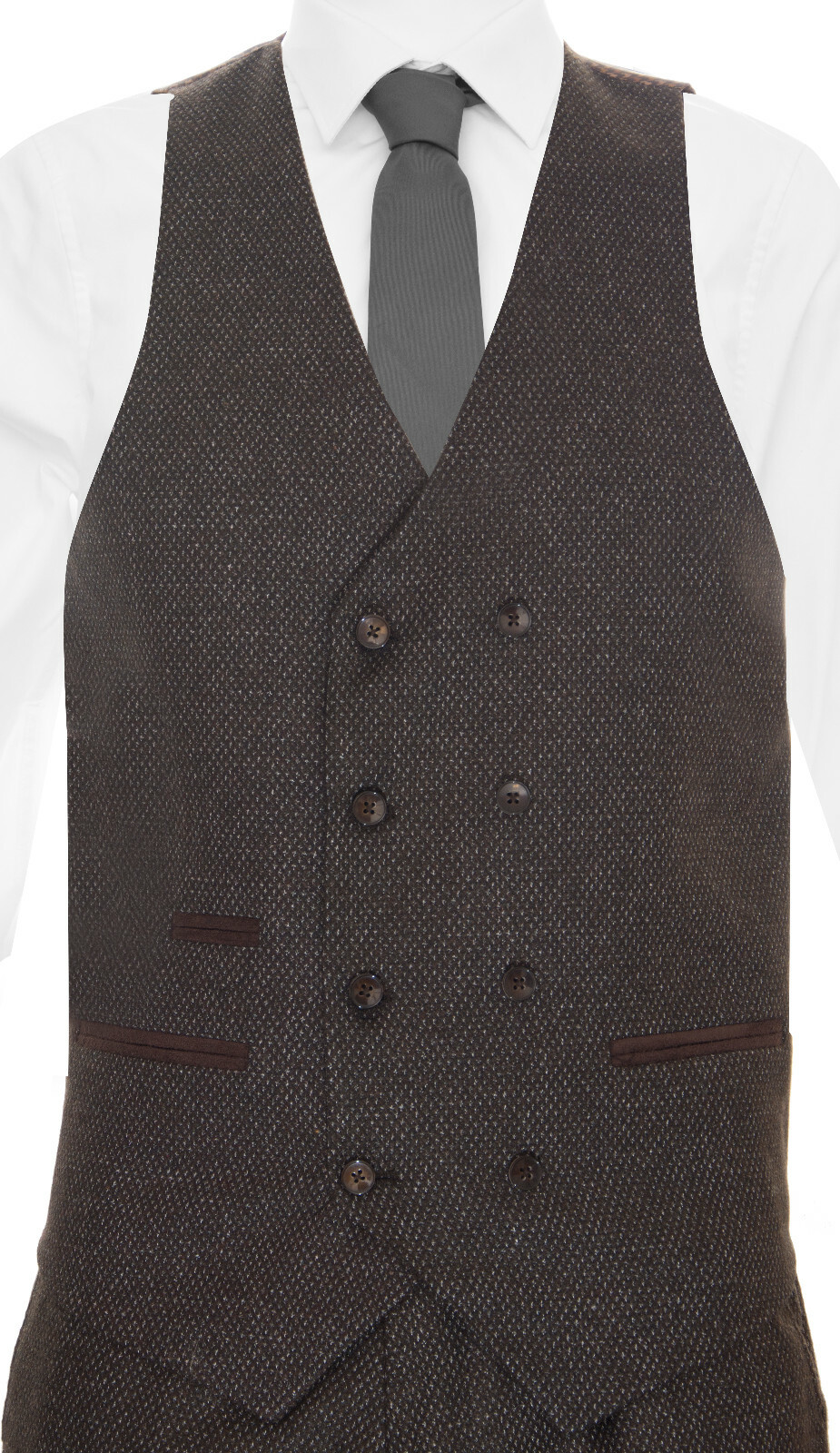 Pre-owned Truclothing Mens Brown Wool 3 Piece Suit Double Breasted Waistcoat Tweed Peaky Blinders 1920