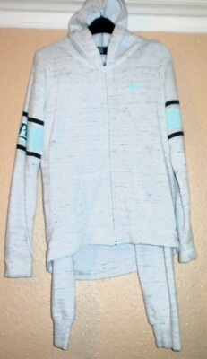 Victoria Secret's Pink grey marl tracksuit trousers S 8 & top hooded XS 6/8 Uk