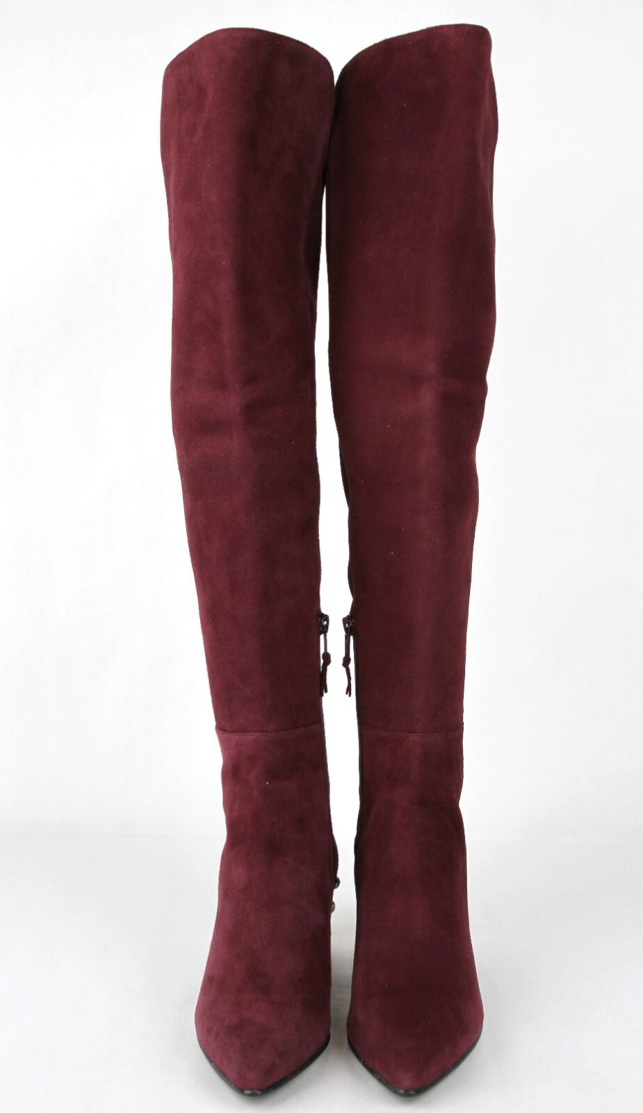 Pre-owned Stuart Weitzman $825  Allwaypearl Bordeaux Suede Knee High Boot In Red