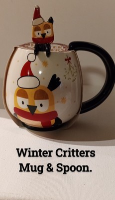 Winter Critters mug and spoon, Microwave safe, dishwasher safe