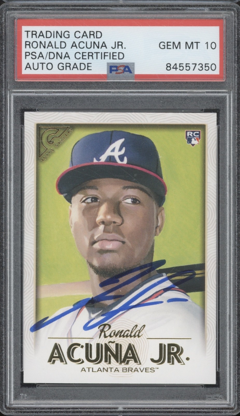 2018 Topps Gallery Ronald Acuna Jr. Autograph RC Rookie Gem Mint PSA DNA 10 Auto