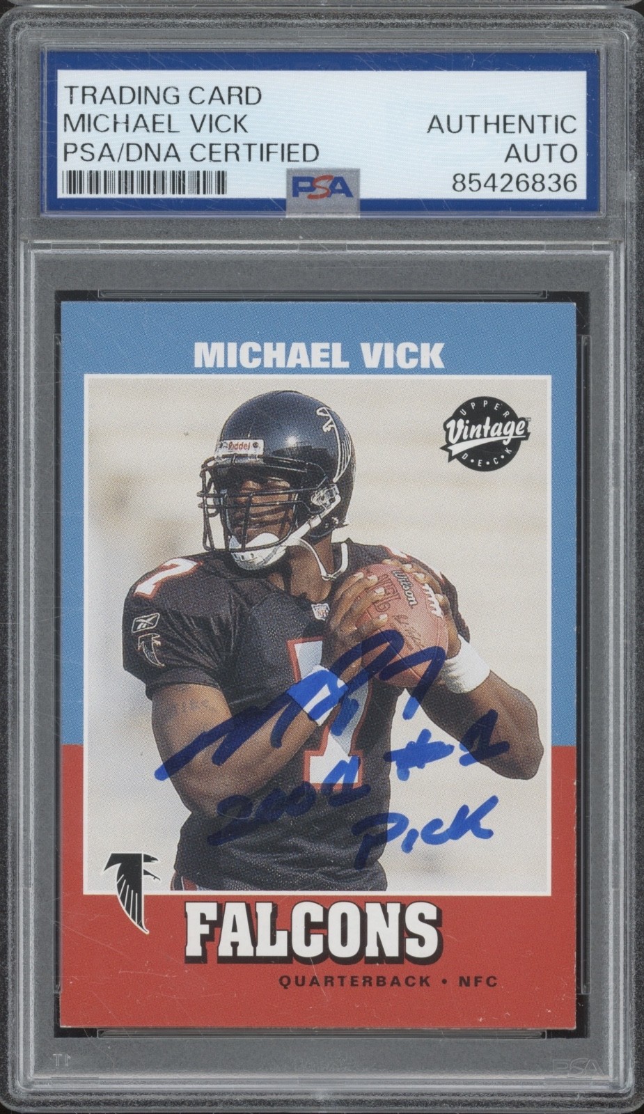 2001 Upper Deck #204 Michael Vick Autograph RC Rookie PSA DNA Authentic Auto