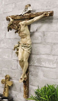 Ebros Large Jesus Christ at Calvary Crucifix INRI Wall Cross Hanging Plaque 20"H