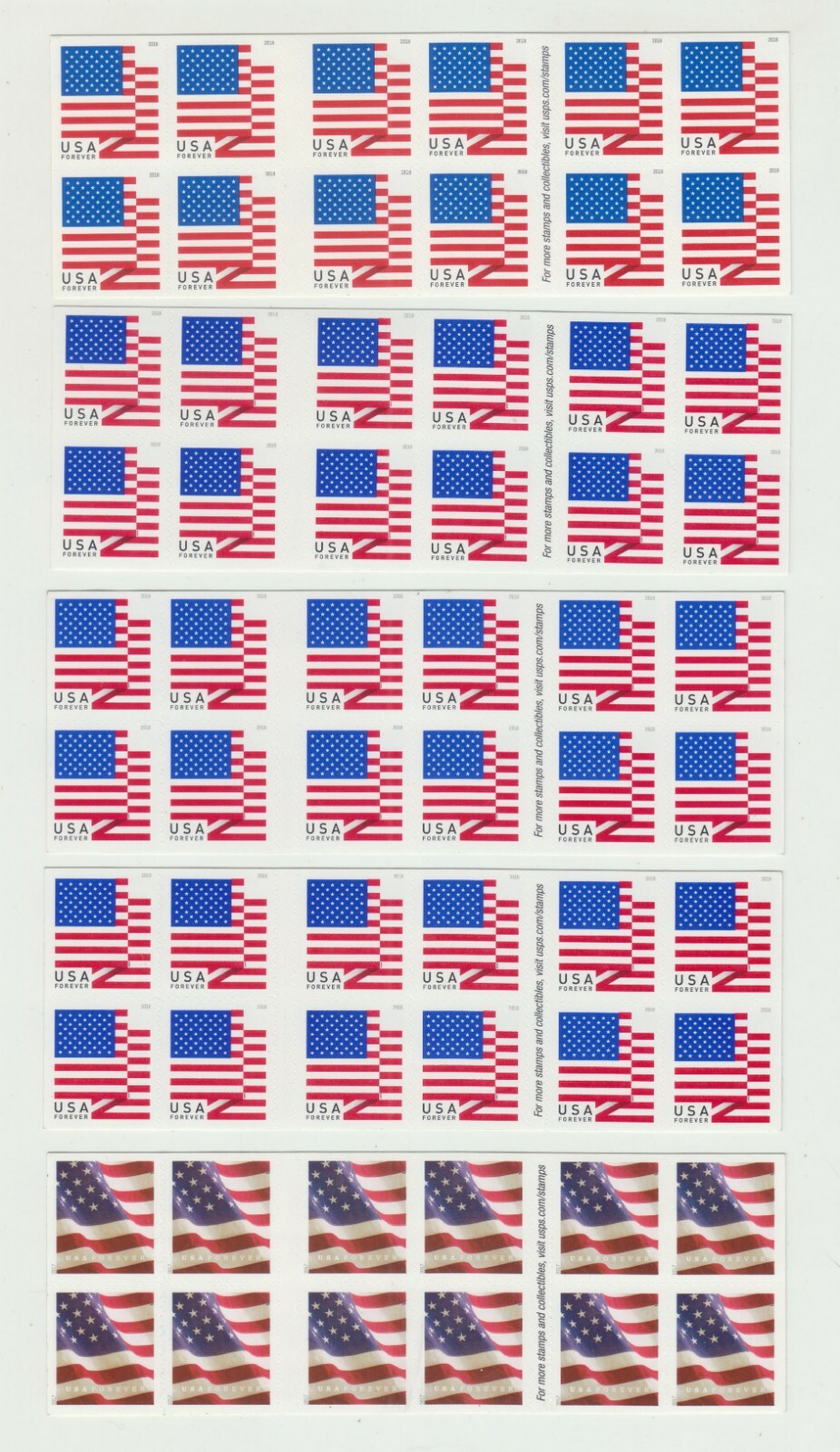 100 FOREVER STAMPS ***BELOW FACE VALUE-WePayTheFreight** 5 SHEETS OF 20 AS SHOWN