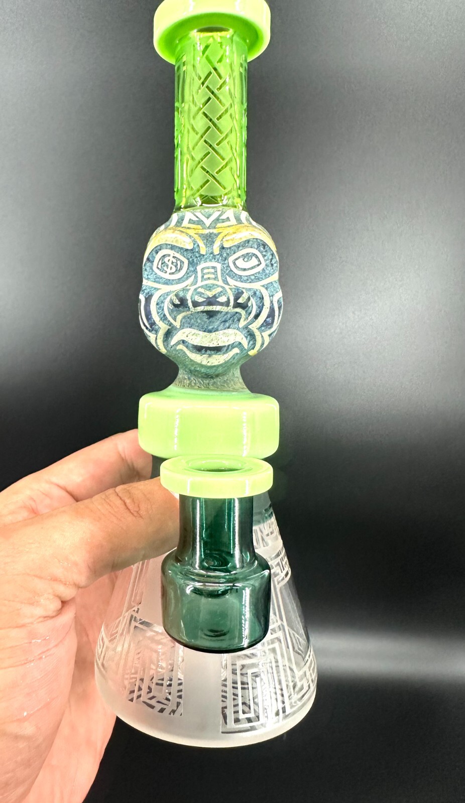 9.5 "  Green Bong ALIEN Glass Water Pipe MONSTER USA