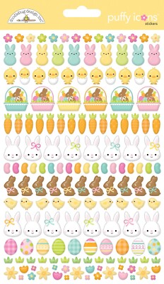 Stickers Puffy Doodlebug Bunny Hop Easter Eggs Flowers Baskets Carrots Chicks