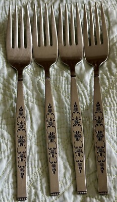 4 ~ SPANADA DINNER FORKS ~ Oneida Wm. A. Rogers Premier ~ 18/8 Stainless  ~ USA