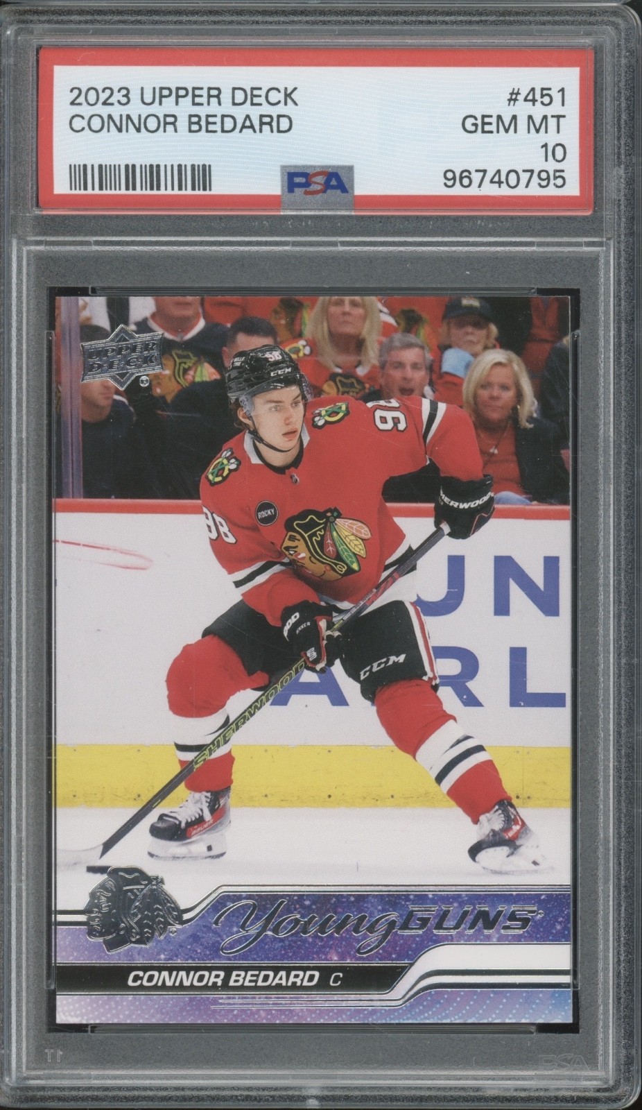 2023 Upper Deck Young Guns #451 Connor Bedard RC Rookie Gem Mint PSA 10