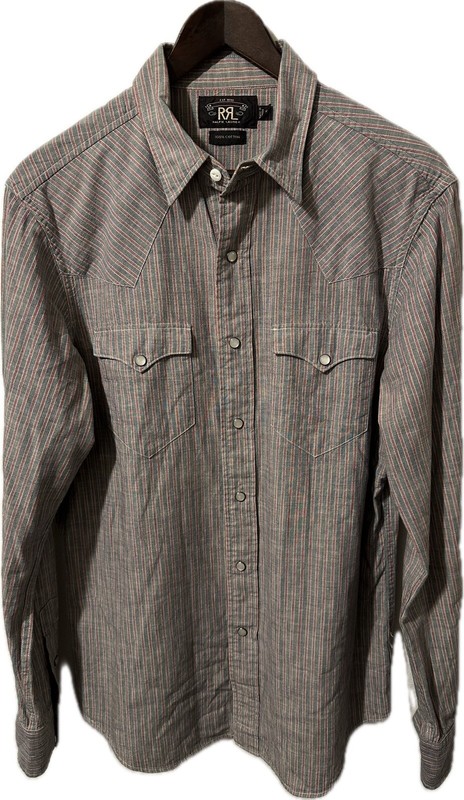 New RRL Ralph Lauren DOUBLE RL Striped SAWTOOTH Pearl Snap