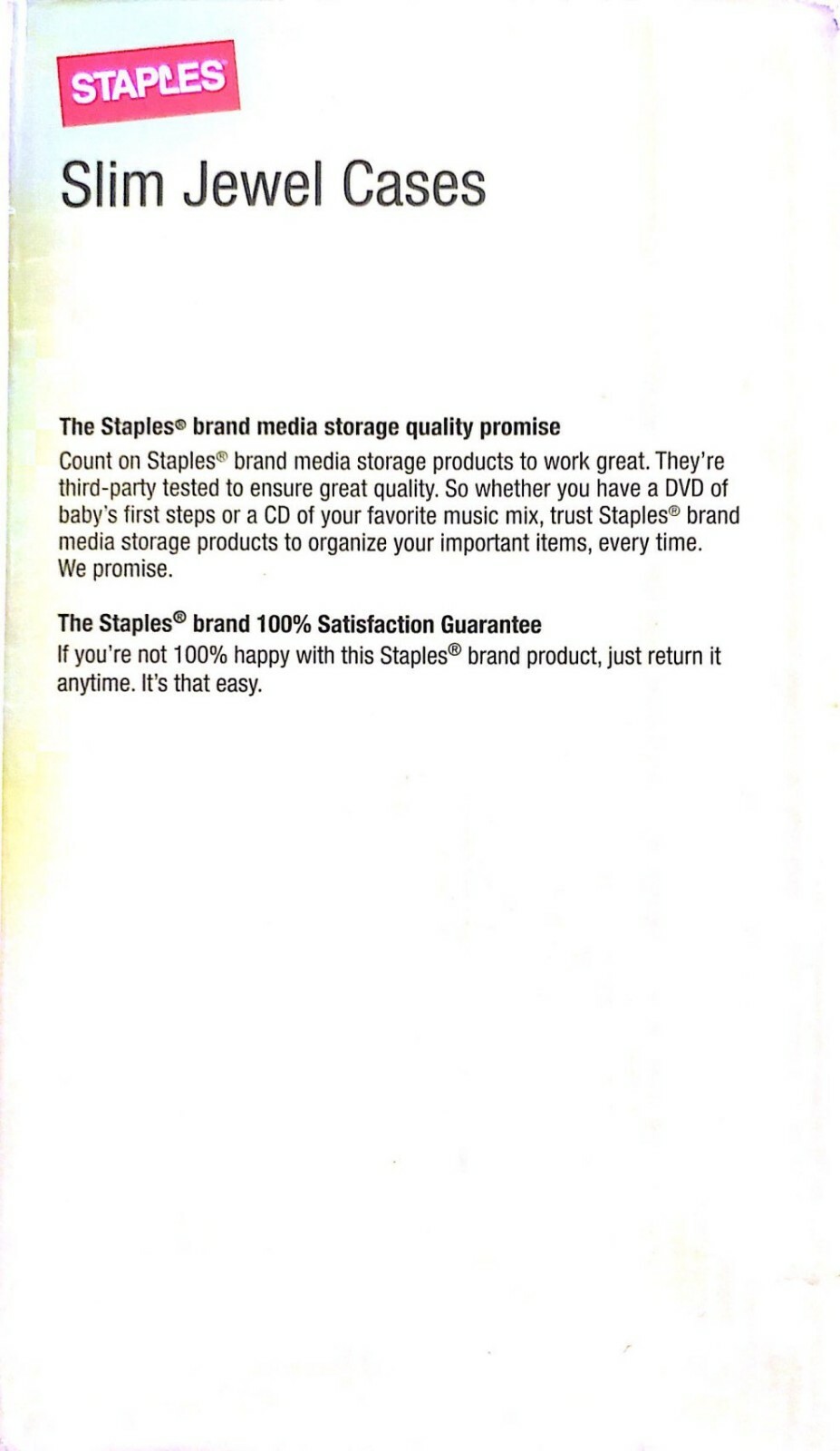 Staples Slim Jewel Cases 100 DVD/CD  New