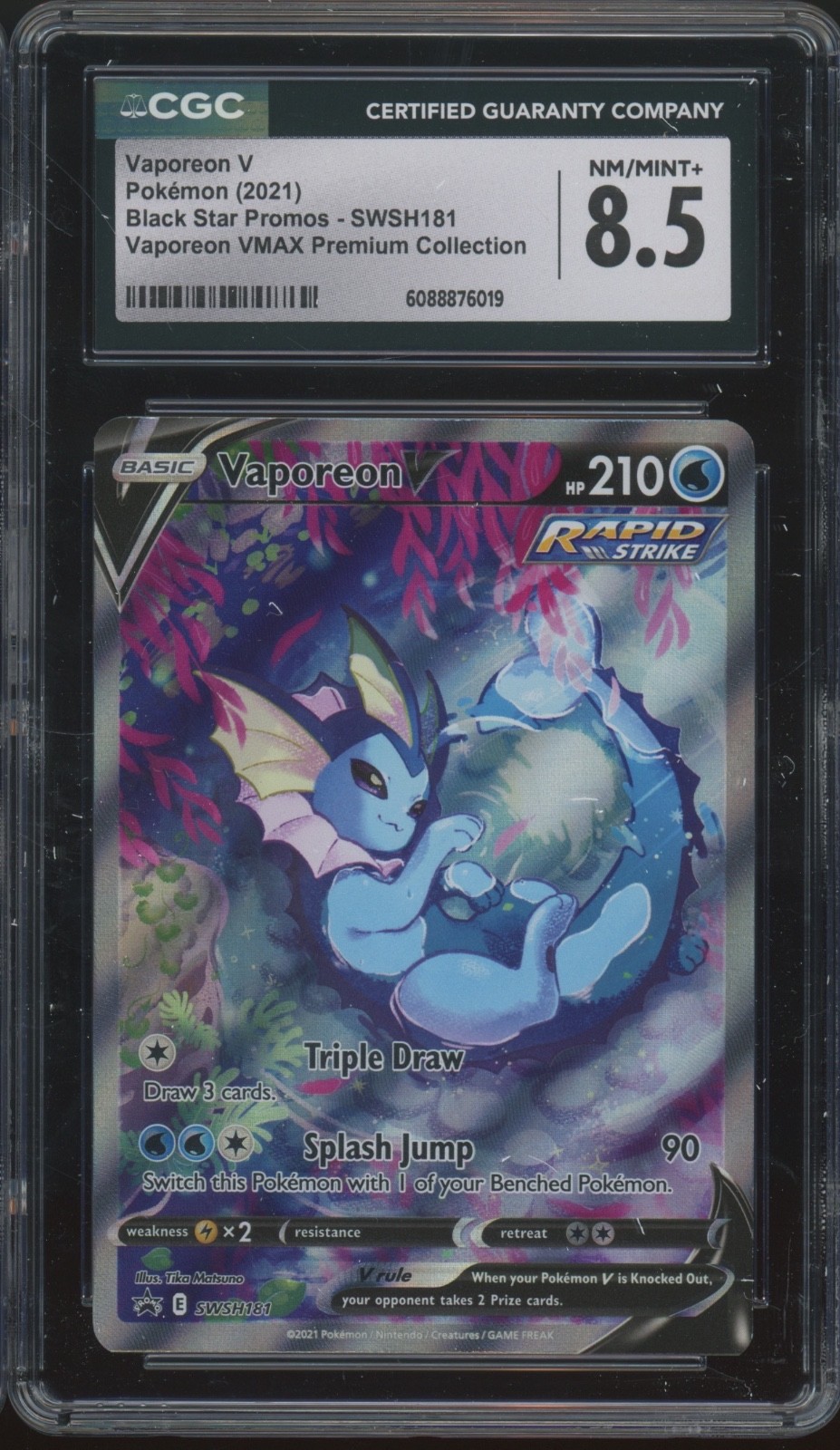 2021 Pokemon Black Star Promo Vmax Premium Collection Vaporeon V CGC 8.5