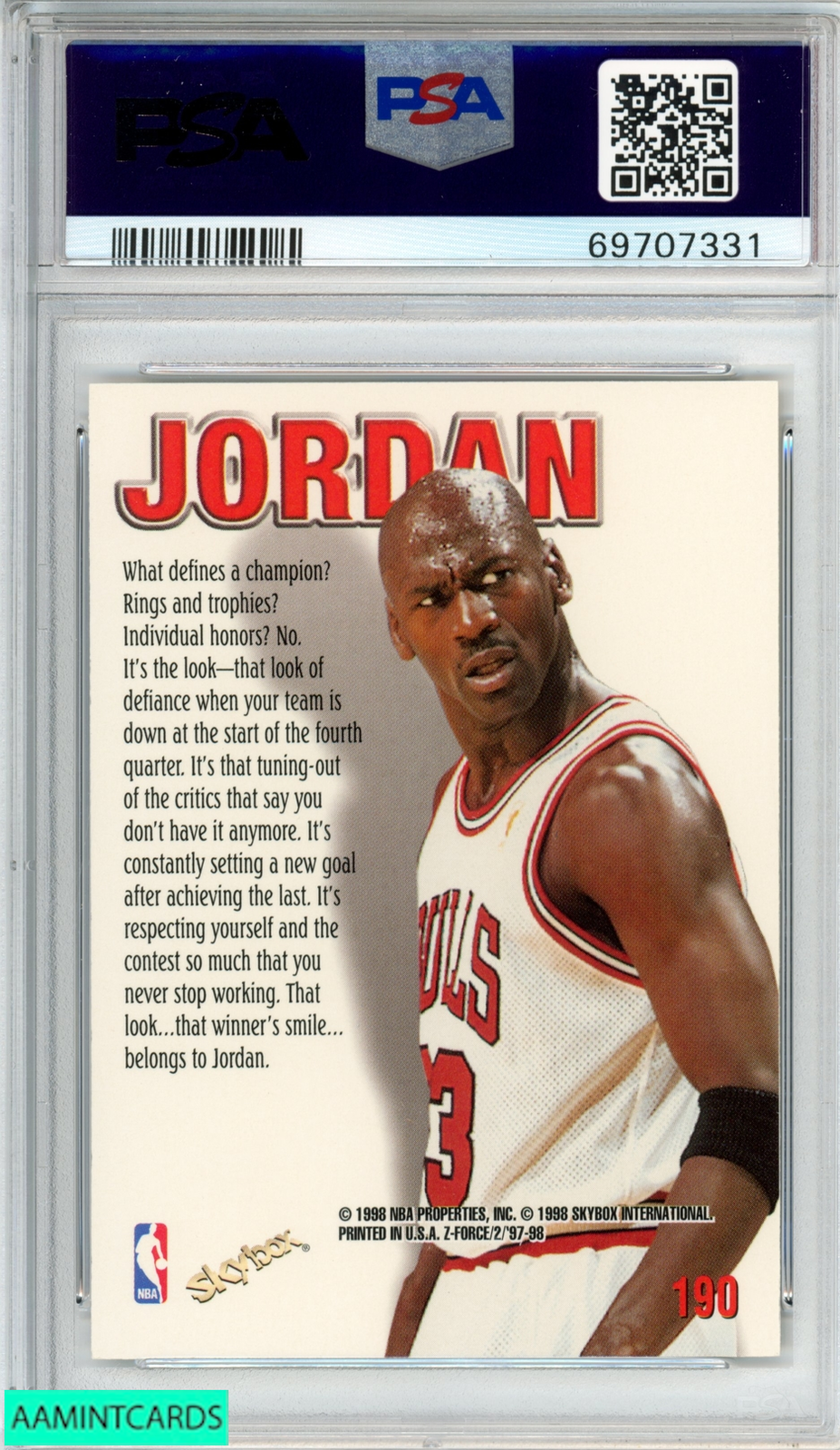 1997 SKYBOX Z-FORCE MICHAEL JORDAN #190 CHICAGO BULLS HOF