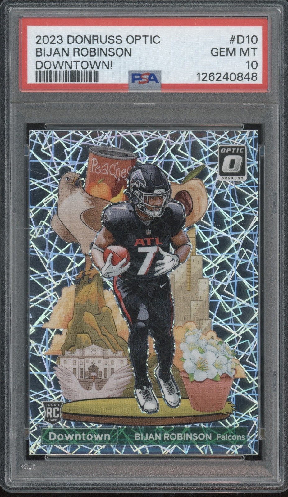 2023 Panini Donruss Optic Downtown! #D10 Bijan Robinson RC Gem Mint PSA 10