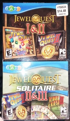 Lot of 4 PC Games Jewell Quest 1 & 2 Jewl Quest Solitaire 2 & 3 New set vtg 2007