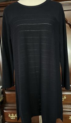 Talbots Spring Sweater Tunic 3/4 Sleeve Indigo Blue Open Weave Lightweight 1X