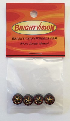 4 Brightvision Redline Wheels – 4 Small GOLD Chrome Bearing Style Wheels