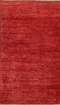 Contemporary Solid Gabbeh Kashkoli Oriental Area Rug RED Wool Hand-knotted 3'x6'