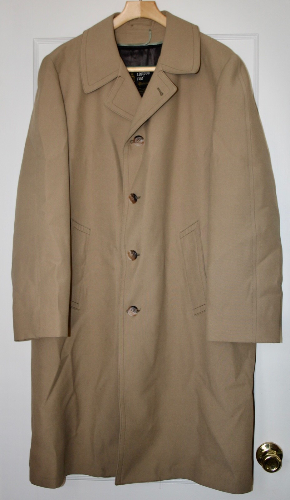 ジャケット・アウター vintage London Fog long trench coat Vtg London Fog textured Trench Coat jacket Tan Beige 42Long