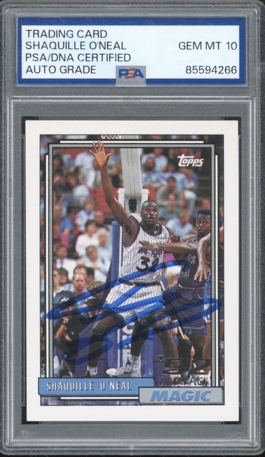 1992 Topps #362 Shaquille O`Neal Autograph RC Rookie Gem Mint PSA DNA 10 Auto