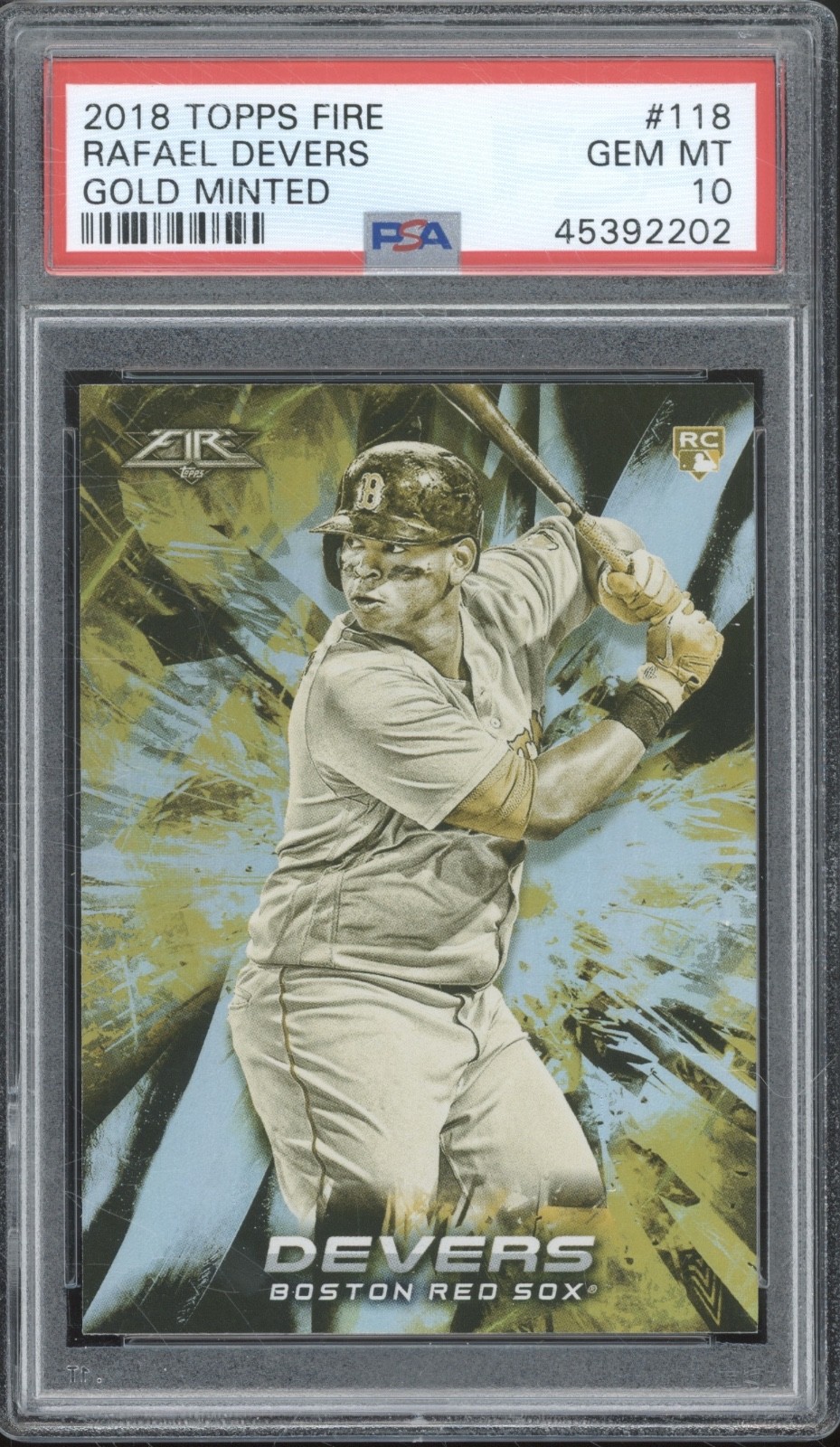 2018 Topps Fire Gold Minted #118 Rafael Devers RC Rookie Gem Mint PSA 10