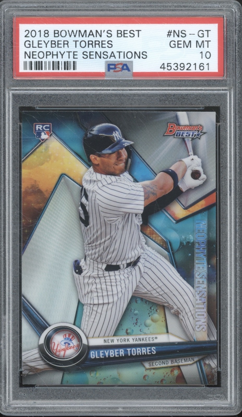 2018 Bowman`s Best Neophyte Sensation Gleyber Torres RC Rookie Gem Mint PSA 10