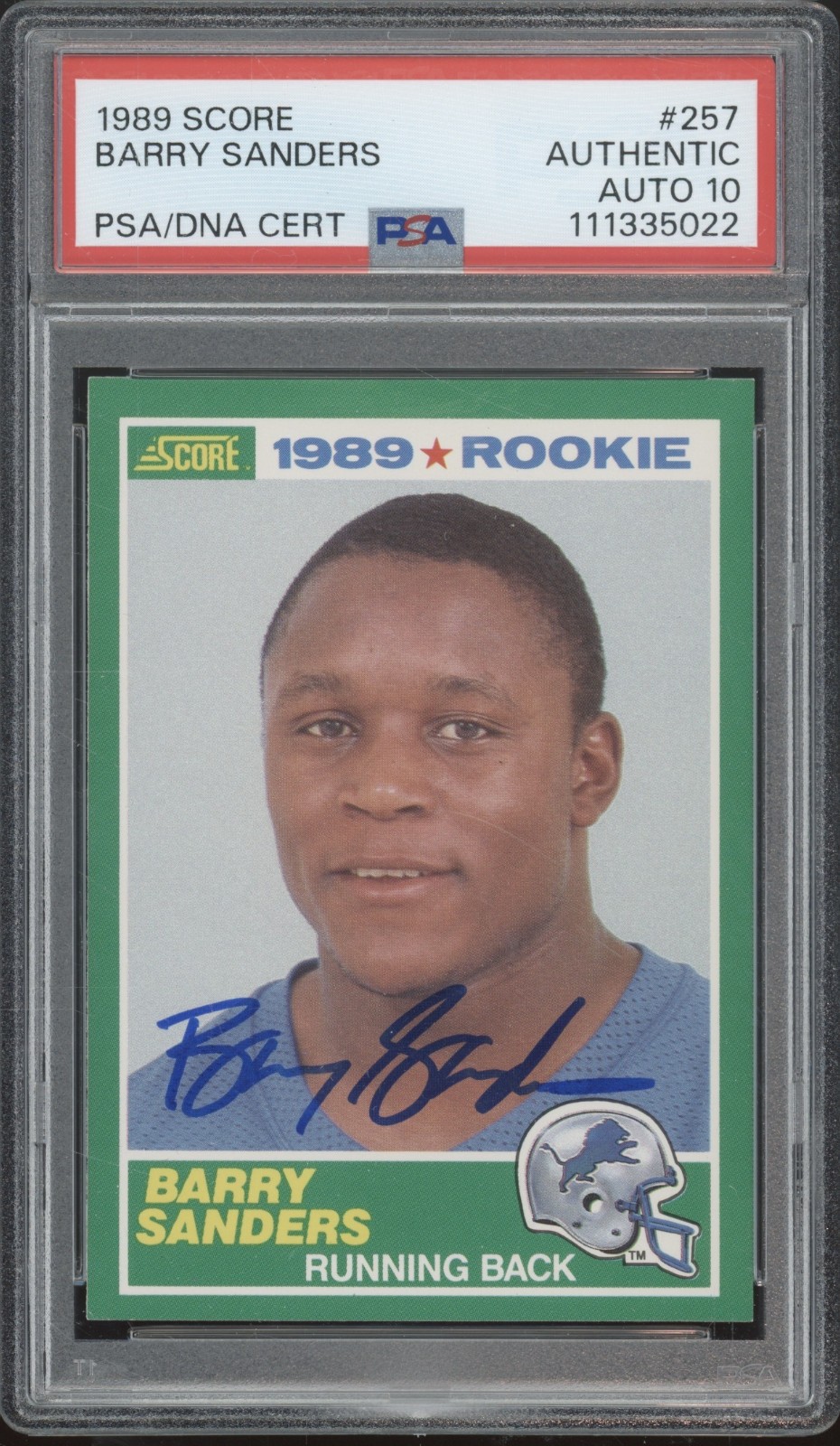 1989 Score #157 Barry Sanders RC Rookie PSA DNA 10 Auto