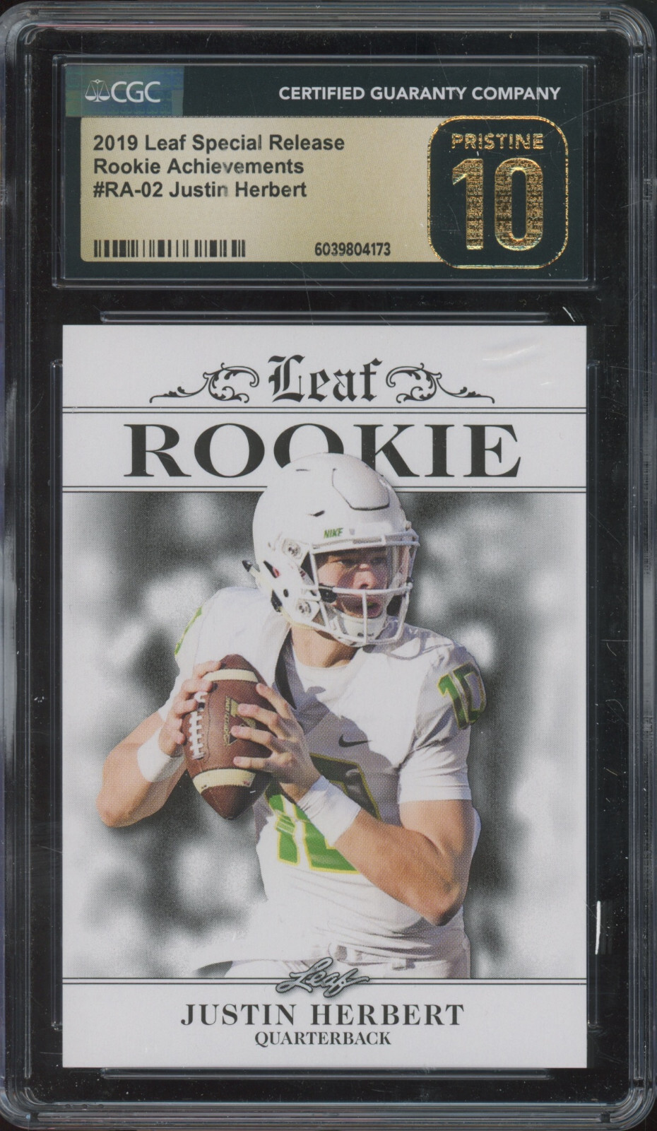 2019 Leaf Special Release #RA-02 Justin Herbert RC Pristine CGC 10