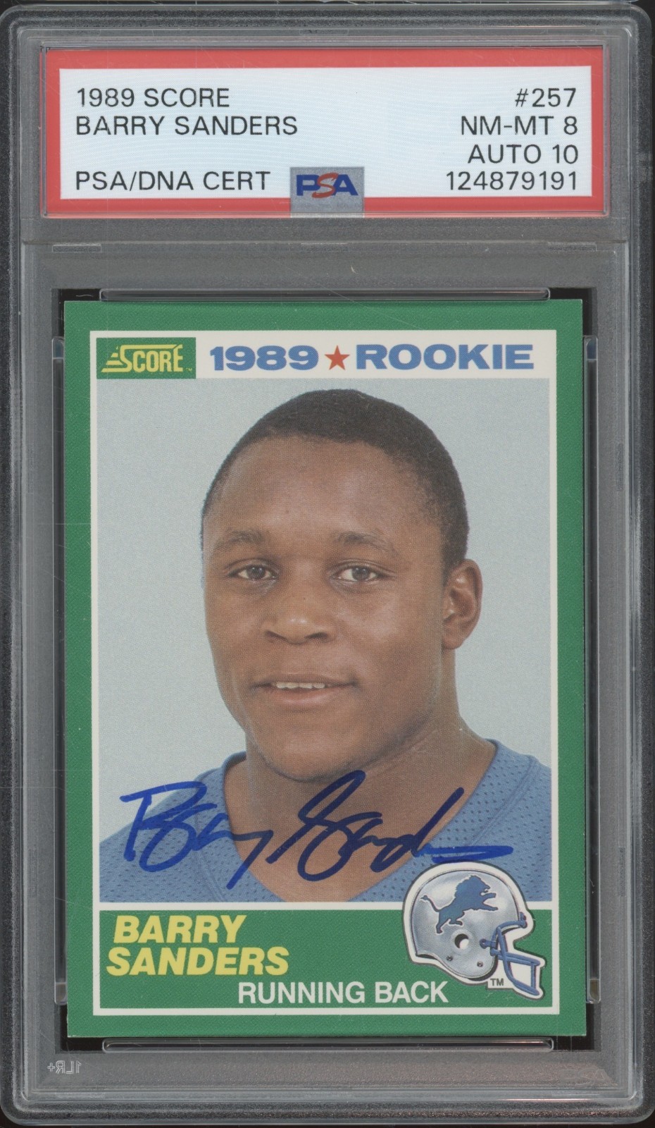 1989 Score #157 Barry Sanders RC Rookie PSA 8 10 Auto