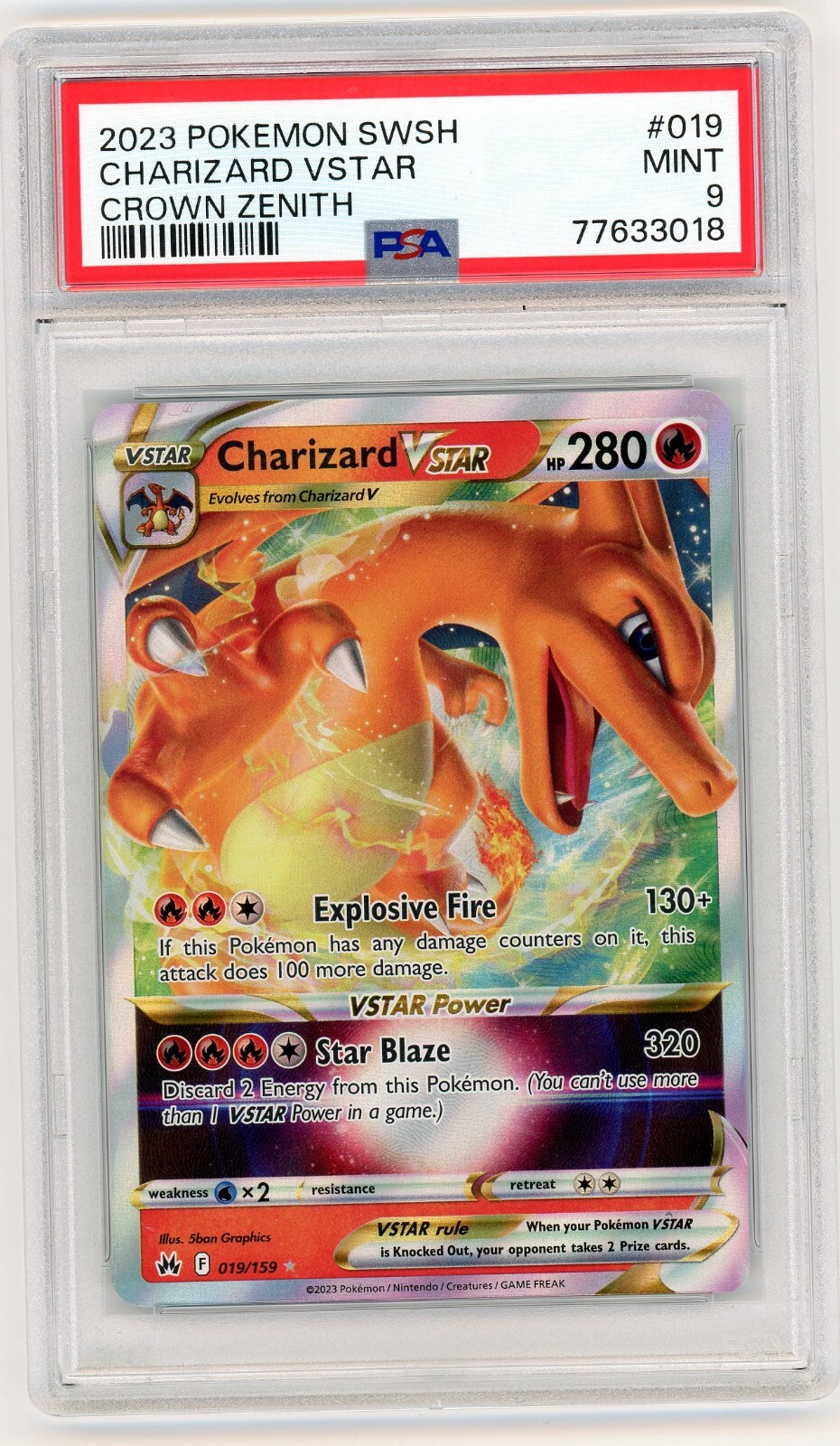 PSA 9 Charizard VSTAR Pokemon Card Crown Zenith 019/159 PSA 9 Charizard VSTAR Pokemon Card Crown Zenith 019/159